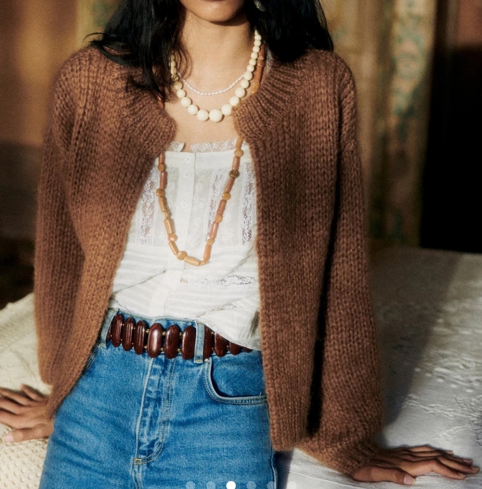 Sezane Ambra Cardigan-brown-Size S